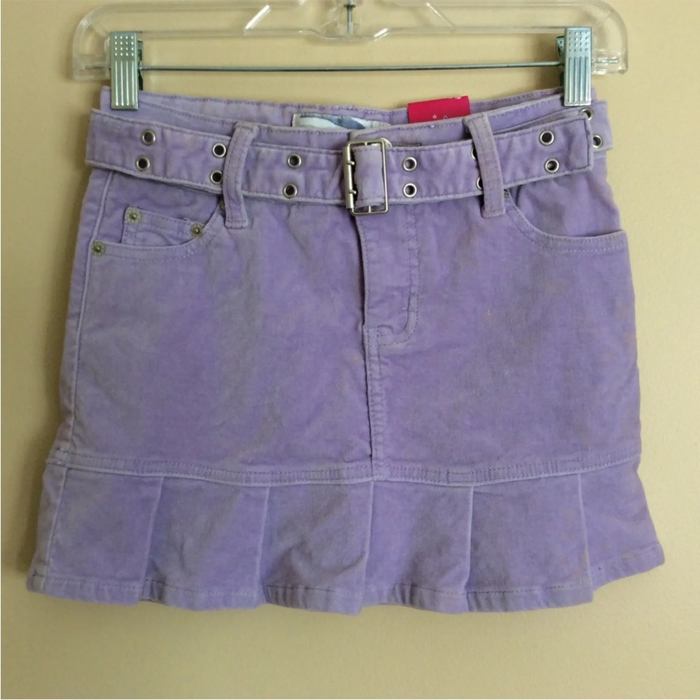NWT Rave Girl Lilac Velvet Mini Skirt Belted Girl's Size 10